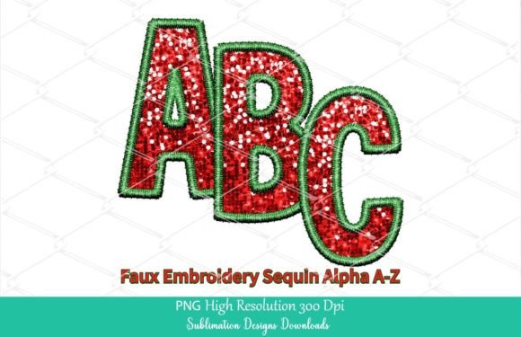 Christmas Faux Embroidery Sequin Alpha