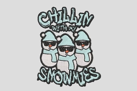 Cool Chilling with 3 Snowmens Embroidery