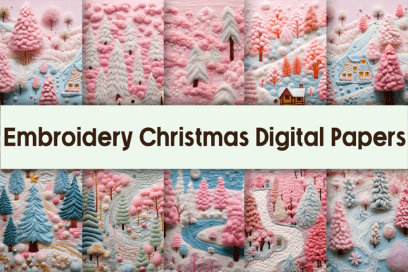 Embroidery Christmas Digital Papers