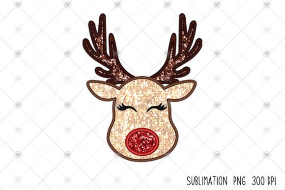 Faux Sequin Embroidery Reindeer Png