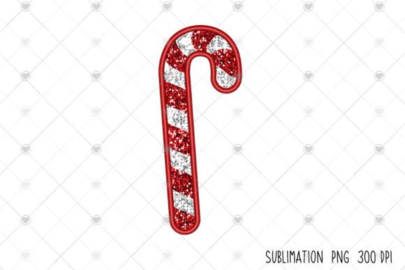 Fuax Sequin Candy Cane Embroidery Png