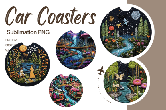 Magic Flower Embroidery Car Coaster PNG Review