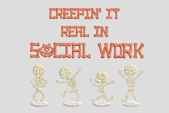 Skeleton Dancing Horror Halloween Embroidery